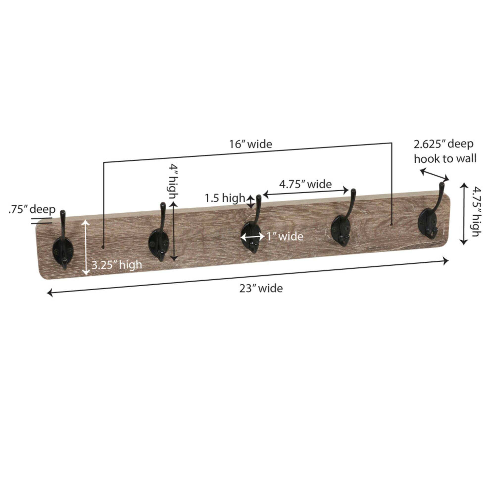 Household Essentials 5 Hook Wall Mounted Coat Rack